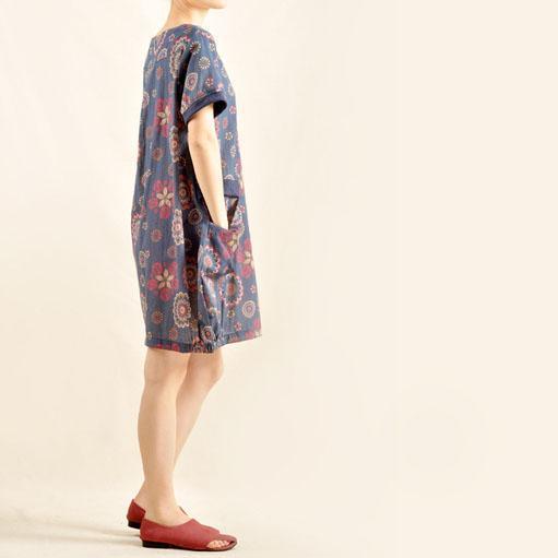 Vintage print sundress plus size cotton summer dress
