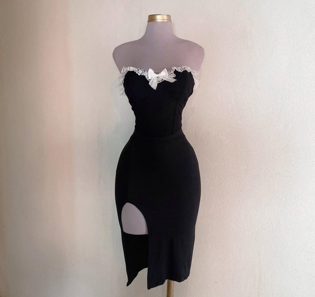 Vintage Black Sweetheart Neck Sheath Slit Cocktail Dress Formal Graduation Homecoming Dress - VelvetHem