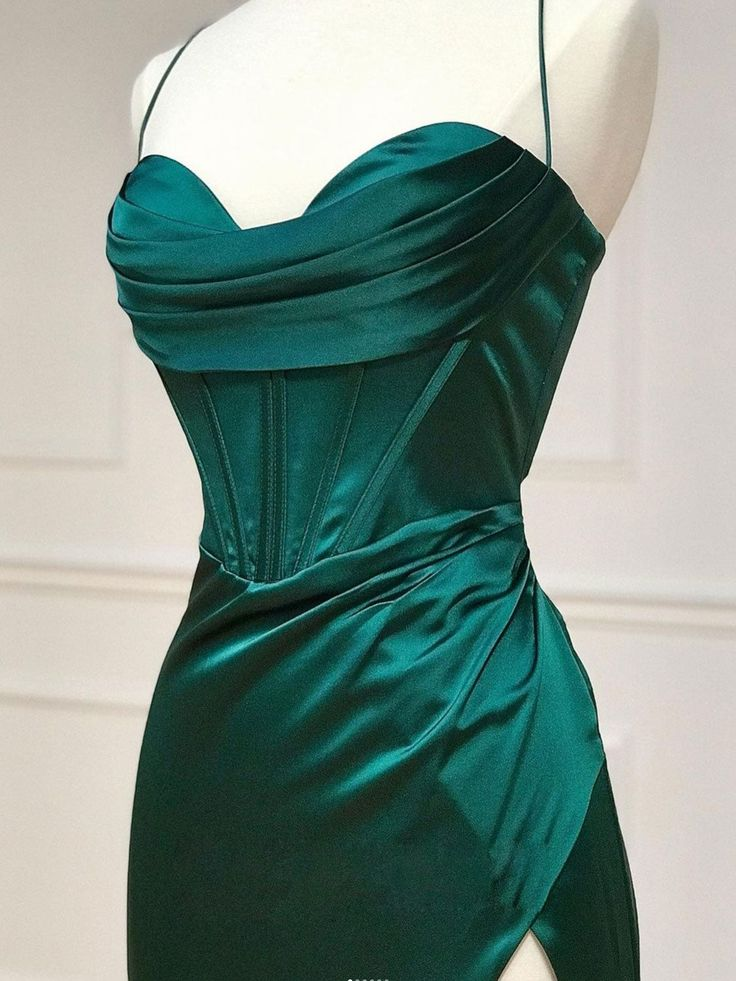 Mermaid Sweetheart Neck Green Long Prom Dress, Green Formal Evening Dress - VelvetHem