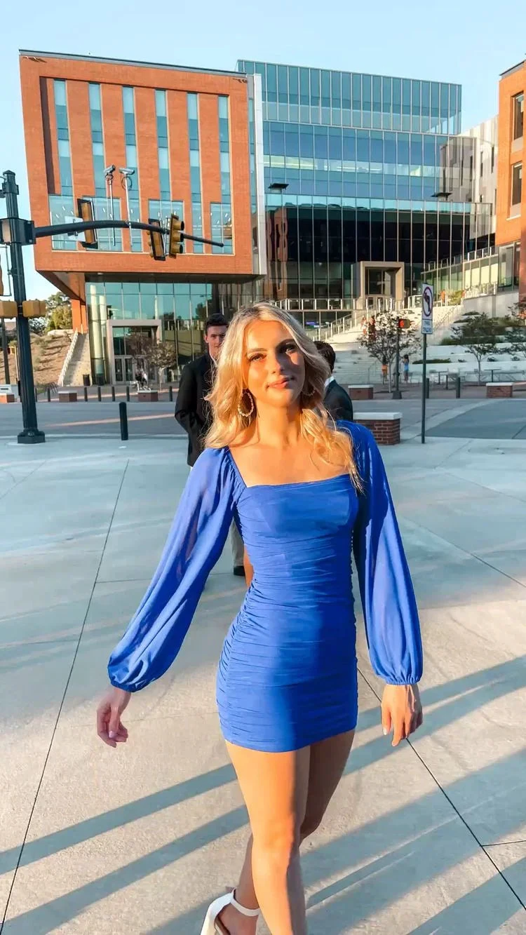 Blue Tight Dress Sexy Homecoming Dress (ZD12567) - VelvetHem