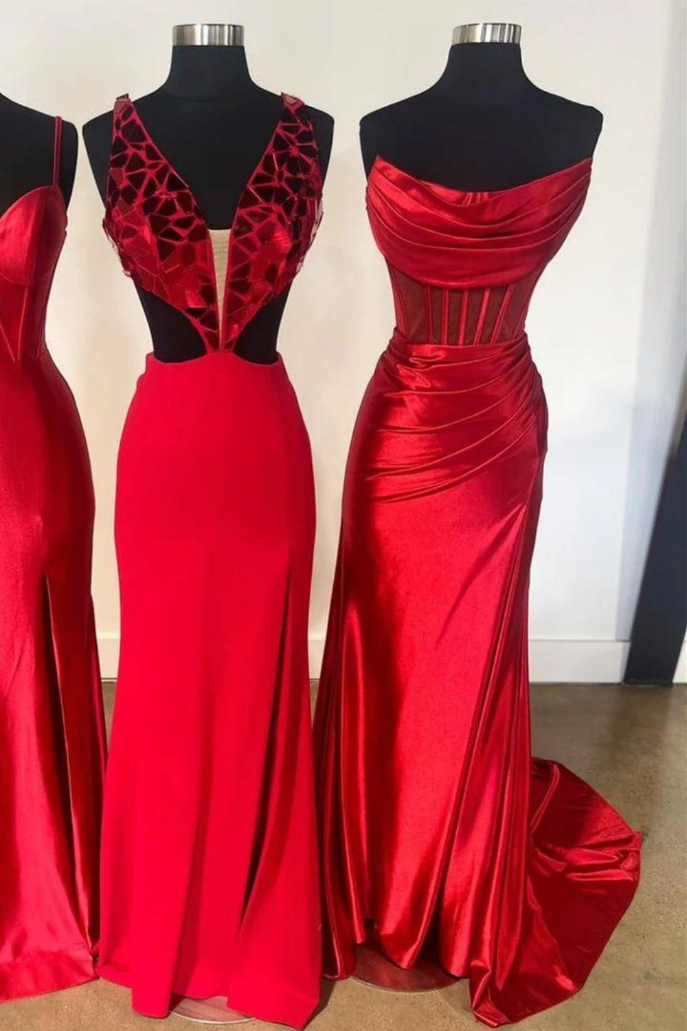 Satin Mermaid Strapless Backless Long Prom Dress With Split - View 6 | VelvetHem