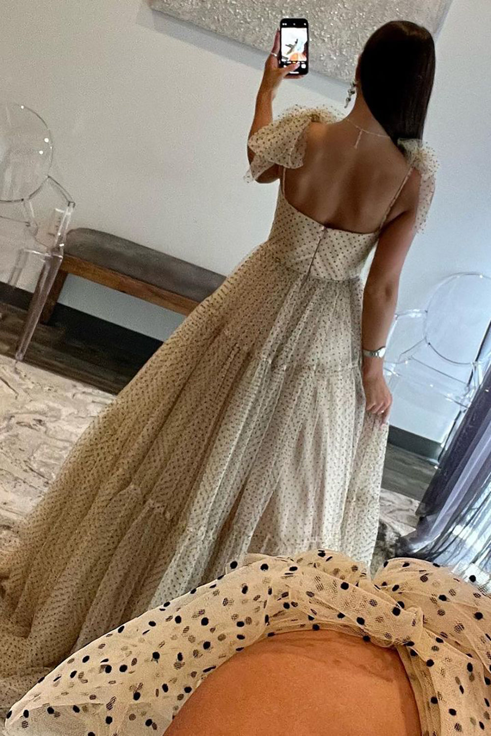 Stunning A-Line Tie Straps Zipper Back Long Tulle Prom Dress - View 2 | VelvetHem