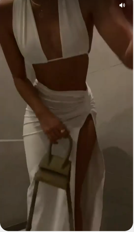 White Sexy Prom Dress With Drawstring Design Chic Party Dress Halther Neck White Party Dress - View 2 | VelvetHem