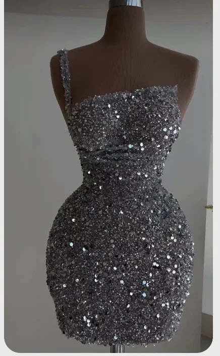 Sequin Short Homecoming Dress Silver Party Dress (ZD12594) - VelvetHem