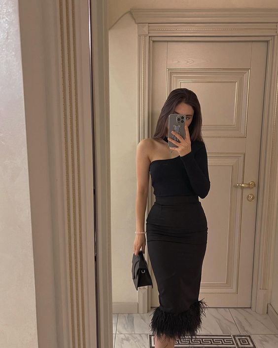 Charming One Sleeve Black Party Dress,Black Formal Dress - VelvetHem