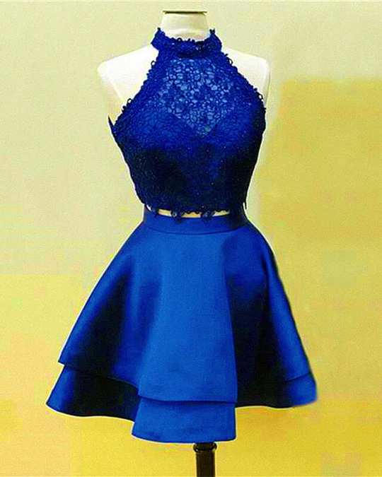 Short Two Piece Homecoming Dress Halter - VelvetHem