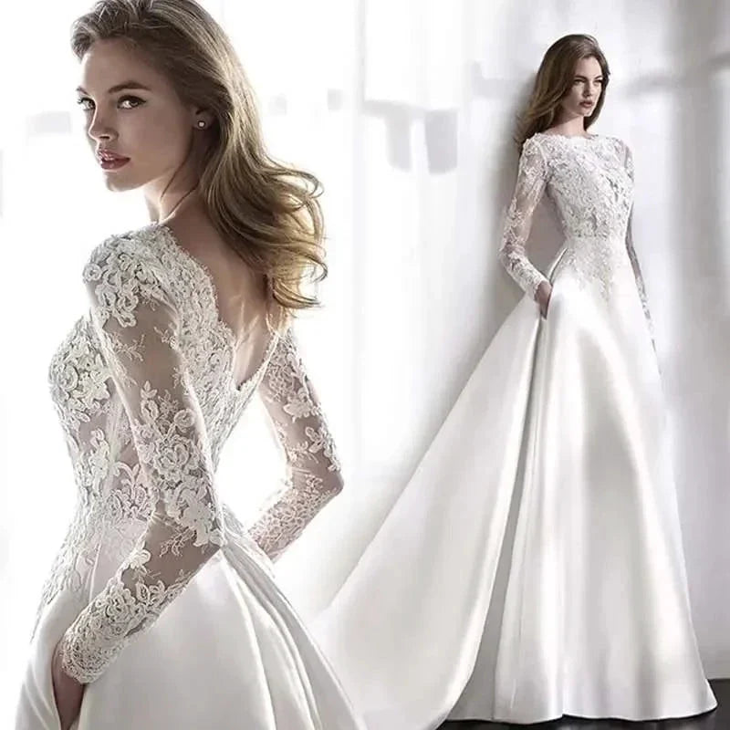 Wedding Dresses 2021 Bride Dress Elegant Full Case Court Train Vestido De Noiva A-line Princess Luxury Light Wedding dress (ZD13508)