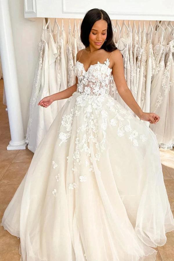 Wedding Gowns Sweetheart Neck Boho 3D Lace Wedding Dresses (ZD16201)