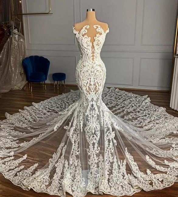 Luxury Mermaid Wedding Dress with Lace Appliques custom made (ZD17408)