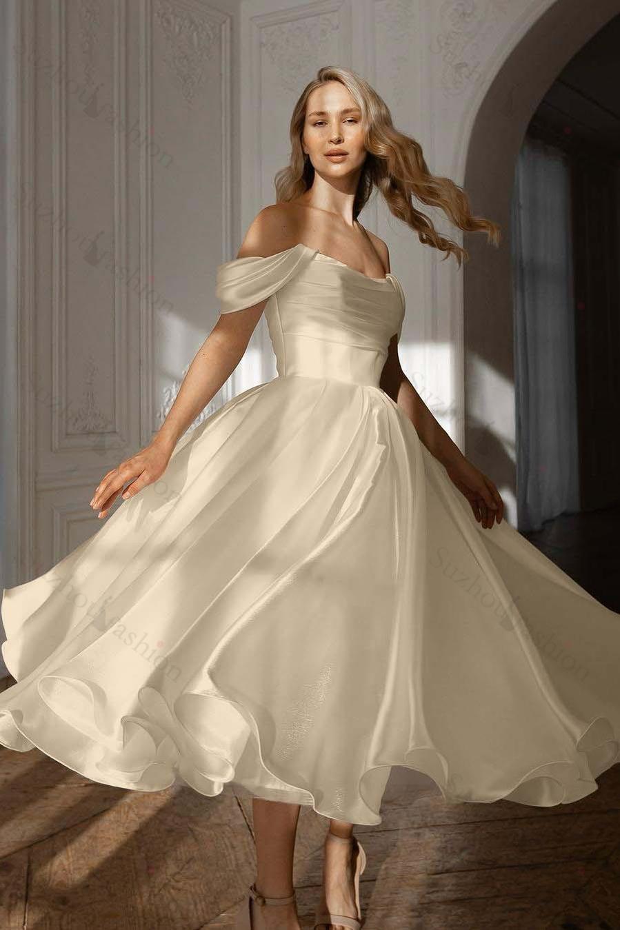 White Prom Dress Off the Shoulder Sleeveless Long Evening Formal Dress With Pleated