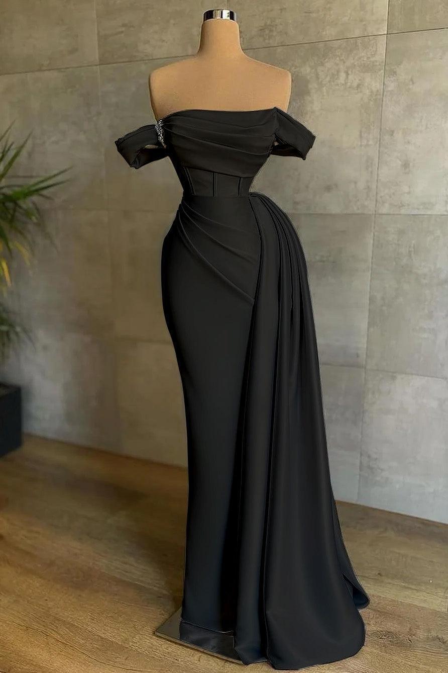 White Prom Dress Mermaid Strapless Off The Shoulder Satin Panel Train Formal Dress
