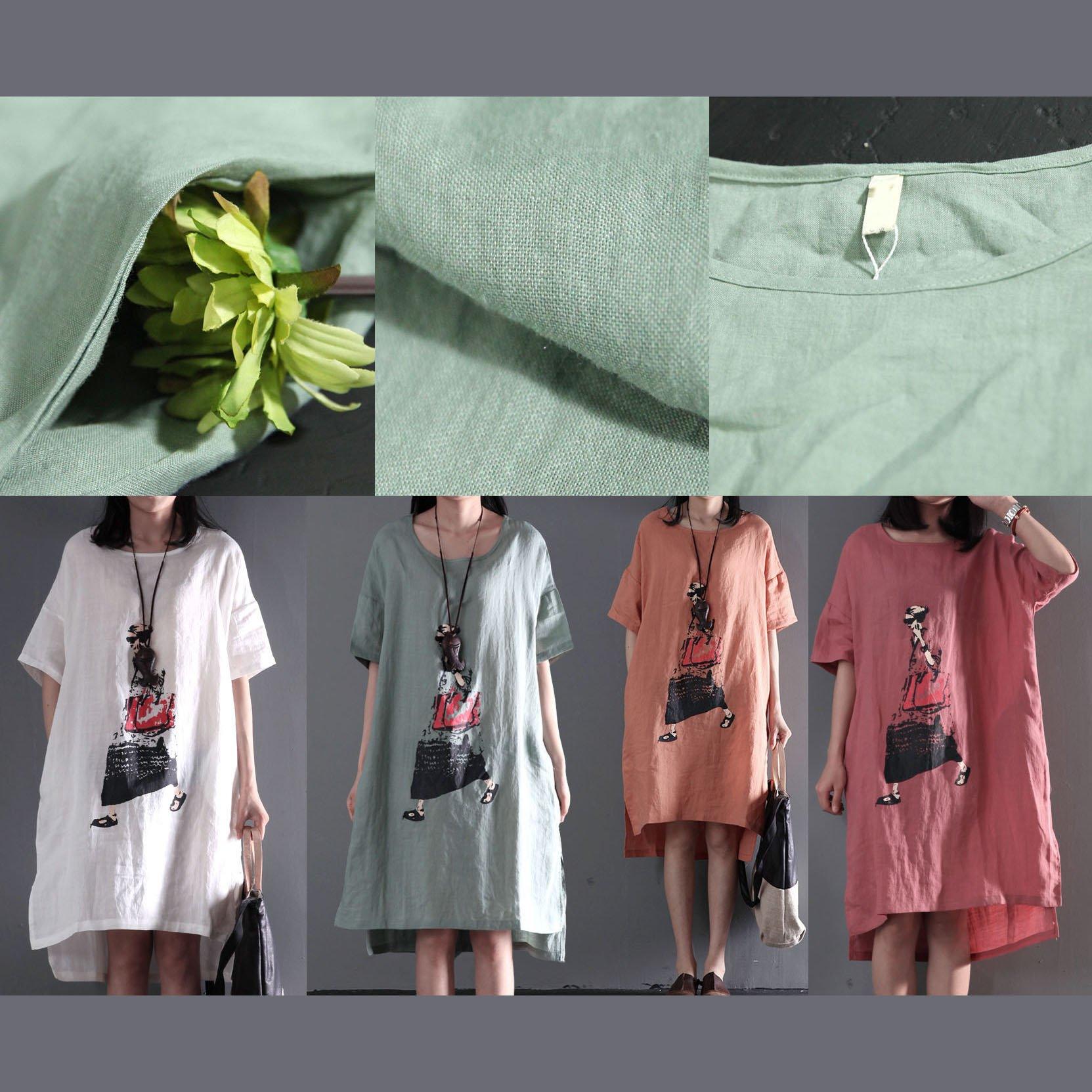 White city girl linen shift dresses plus size sundress summer maxi dresses