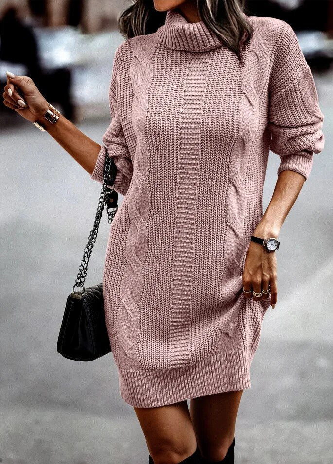 Oralia Knitted Dress with Turtleneck for Women Refined Casual Wear