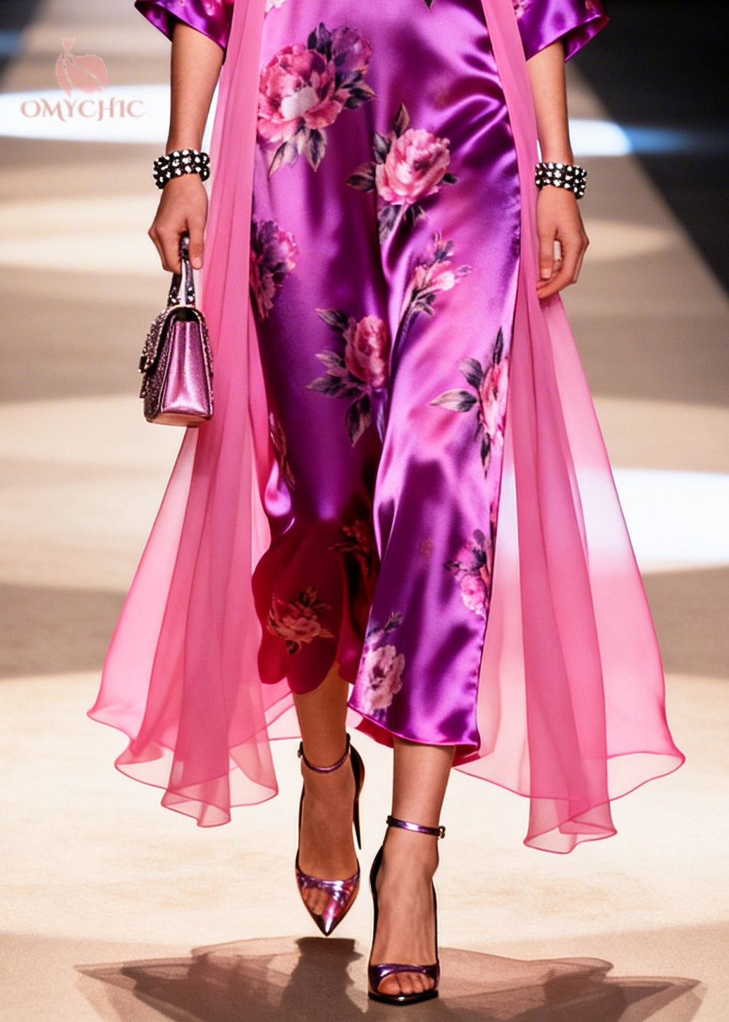 Women Purple Oversized Patchwork Tulle Long Dresses Summer