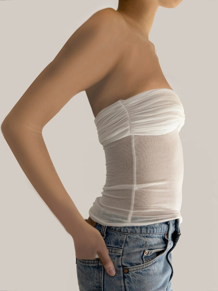 Sleeveless Chest Wrap Top Streetwear Party Casual Bodycon Solid Backless Top