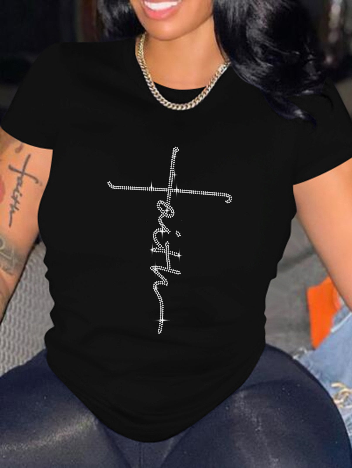 Casual Bricked Letter Print TShirts