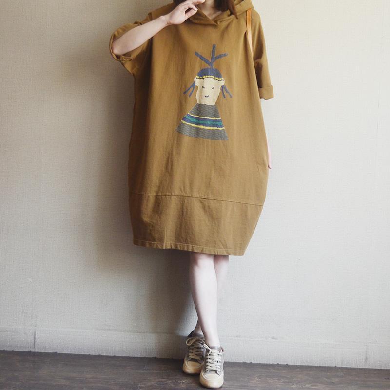 Women Casual Fashion Cartoon Hoodie Dress - Omychic