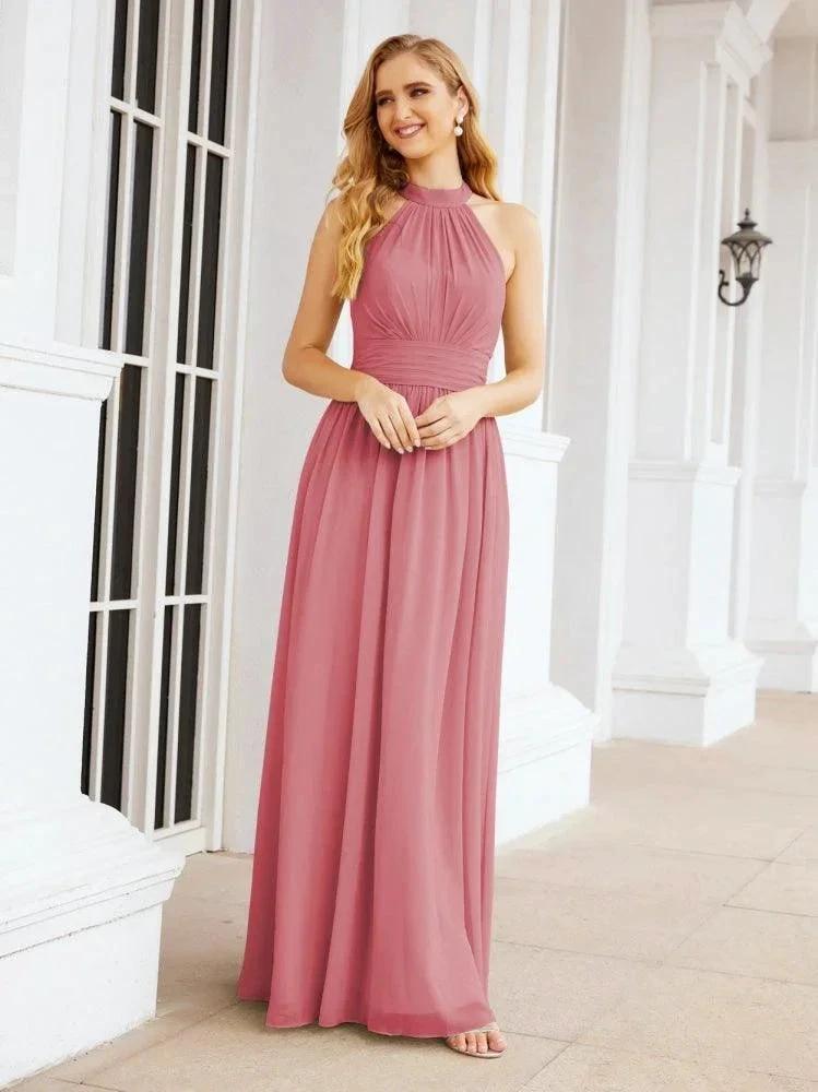 Numbersea Halter Sleeveless Bridesmaid Dresses Long for Party Wedding Evening 28054 by numbersea