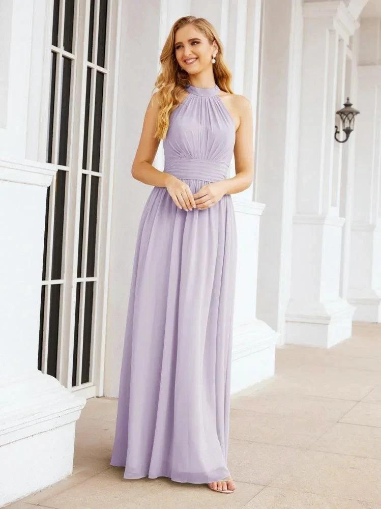 Numbersea Halter Sleeveless Bridesmaid Dresses Long for Party Wedding Evening 28054 by numbersea