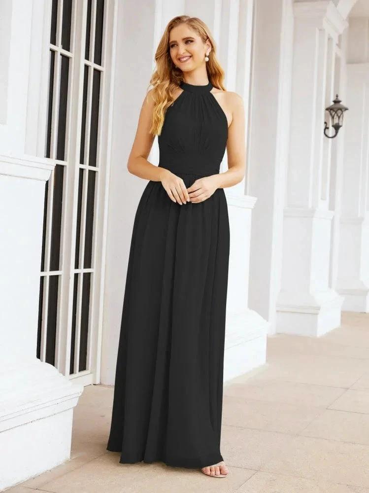 Numbersea Halter Sleeveless Bridesmaid Dresses Long for Party Wedding Evening 28054 by numbersea
