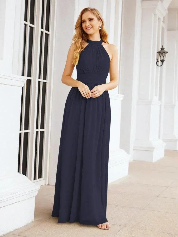 Numbersea Halter Sleeveless Bridesmaid Dresses Long for Party Wedding Evening 28054 by numbersea