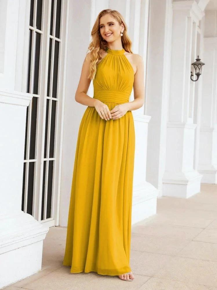 Numbersea Halter Sleeveless Bridesmaid Dresses Long for Party Wedding Evening 28054 by numbersea