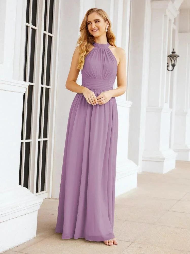 Numbersea Halter Sleeveless Bridesmaid Dresses Long for Party Wedding Evening 28054 by numbersea