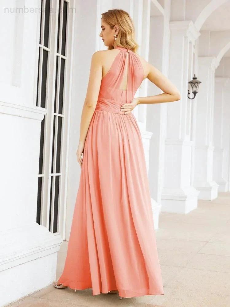 ZapDress Halter Sleeveless Bridesmaid Dresses Long for Party Wedding Evening 28054 (ZD17038)