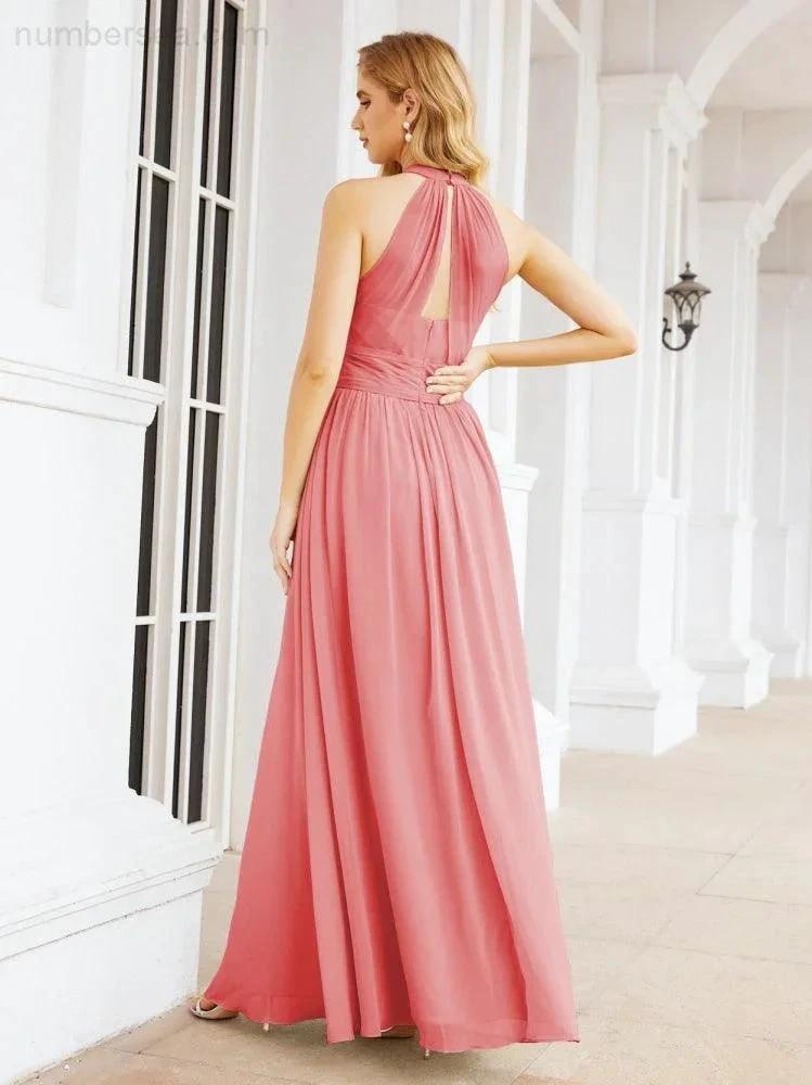 ZapDress Halter Sleeveless Bridesmaid Dresses Long for Party Wedding Evening 28054 (ZD17038)