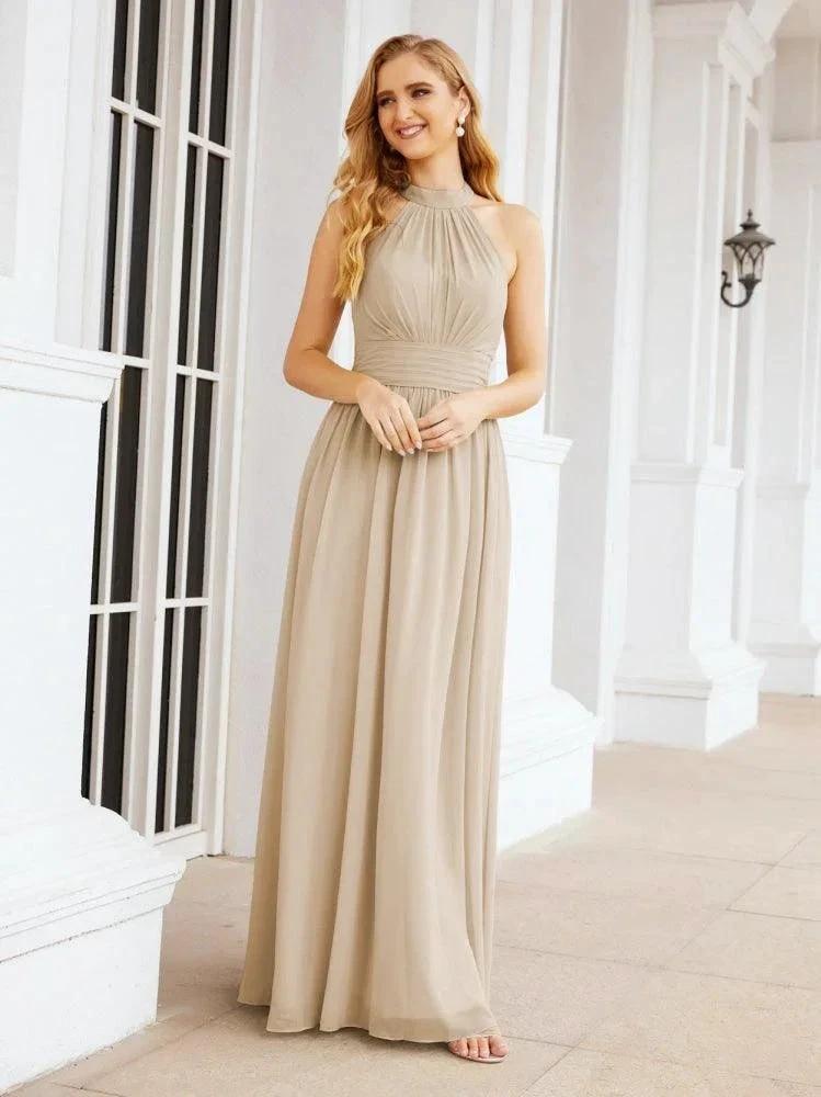 Numbersea Halter Sleeveless Bridesmaid Dresses Long for Party Wedding Evening 28054 by numbersea