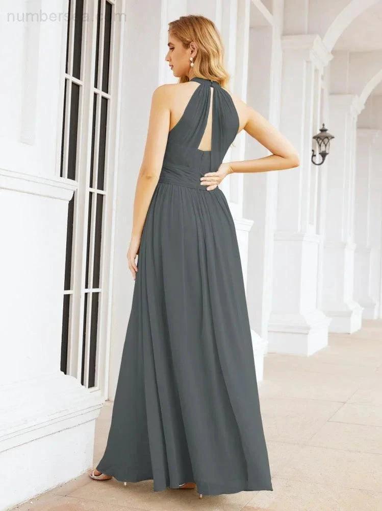 ZapDress Halter Sleeveless Bridesmaid Dresses Long for Party Wedding Evening 28054 (ZD17038)