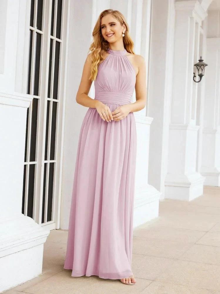 Numbersea Halter Sleeveless Bridesmaid Dresses Long for Party Wedding Evening 28054 by numbersea