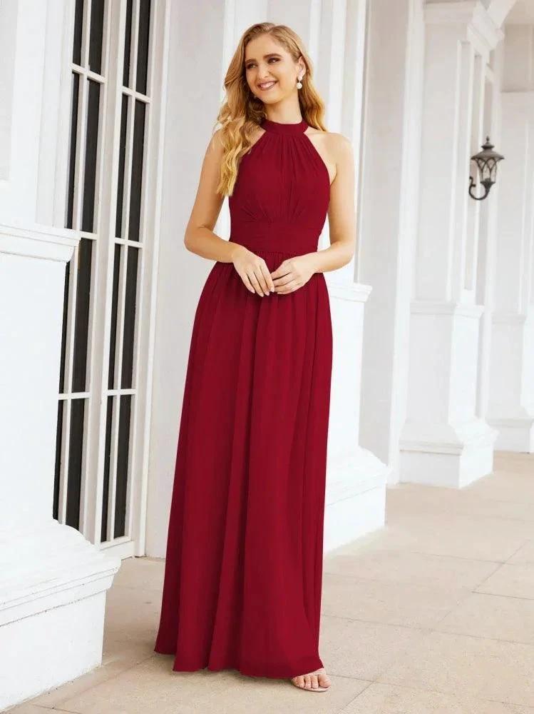 Numbersea Halter Sleeveless Bridesmaid Dresses Long for Party Wedding Evening 28054 by numbersea