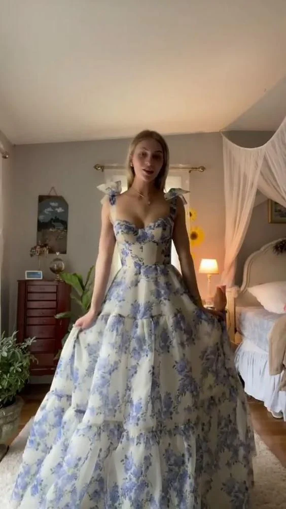 Modern A-line Straps Long Evening Prom Dresses, Custom Sweetheart Prom Dress - View 6 | VelvetHem