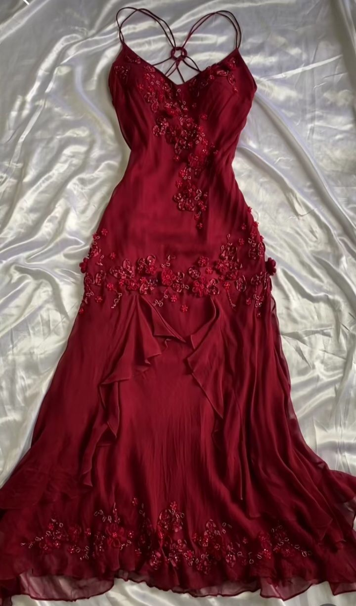 Beautiful Red Chiffon Beaded Appliques Prom Dress Mermaid Party Evening Dress - VelvetHem