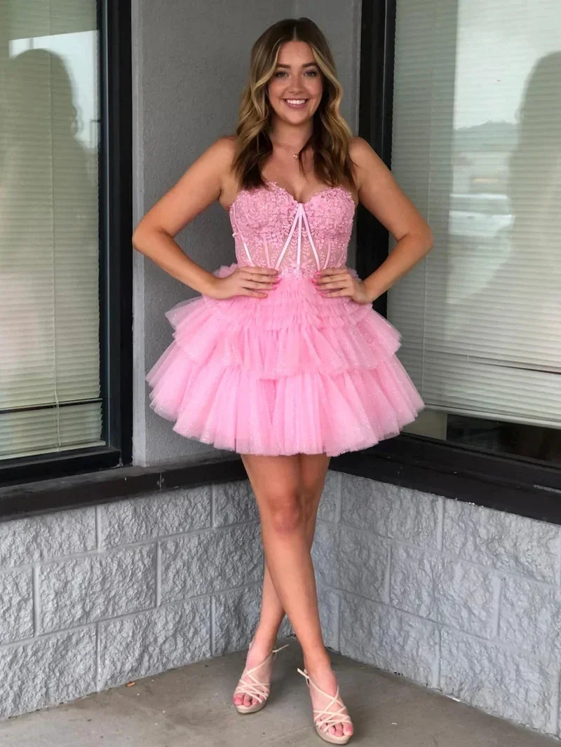 A Line Sweetheart Homecoming Dress with Ruffles (ZD11851) - VelvetHem