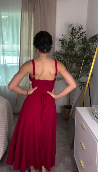 Elegant Burgundy Satin Slit Party Dress,A Line Slit Sleeveless Evening Dress