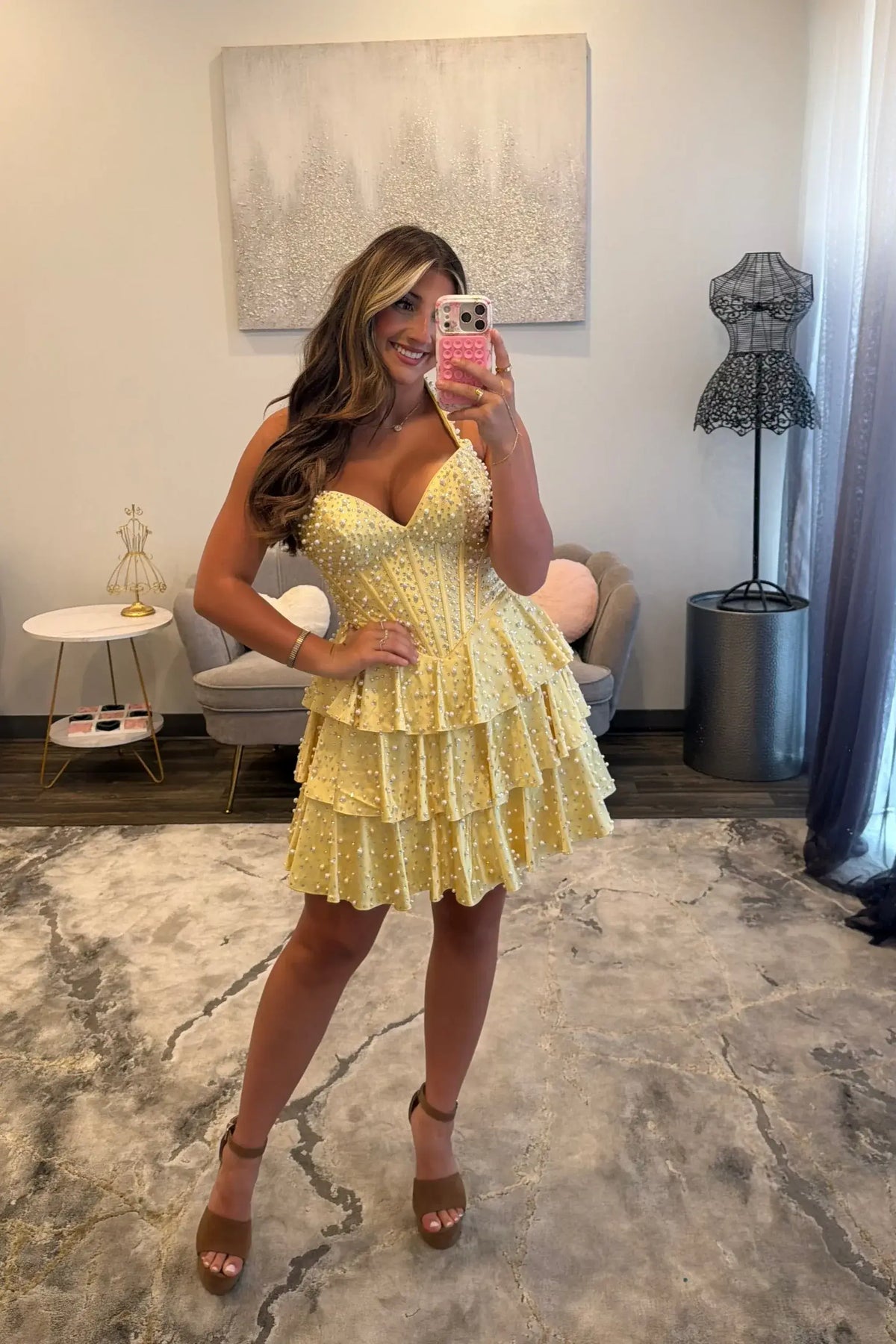 Suzhoufashion Sweetheart Beaded Corset Satin Short Homecoming Dresses with Slit