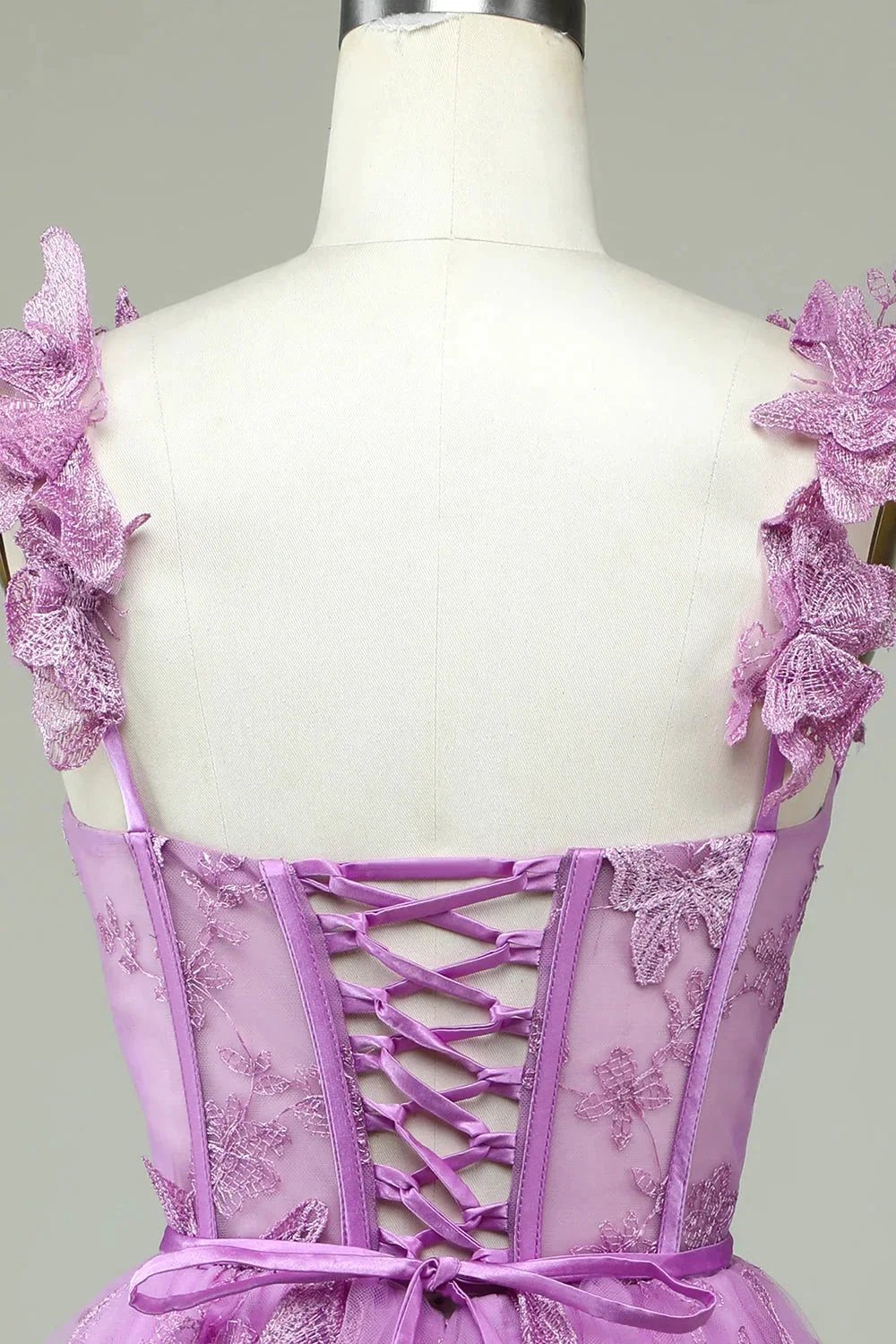Cute Purple A Line Corset Short Homecoming Dress with Appliques (ZD11440)