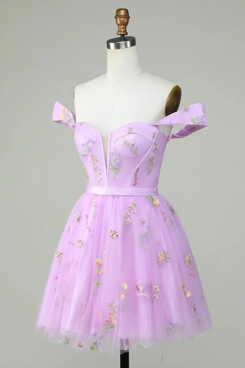 Cute A Line Sweetheart Purple Short Homecoming Dress with Embroidery (ZD11485)