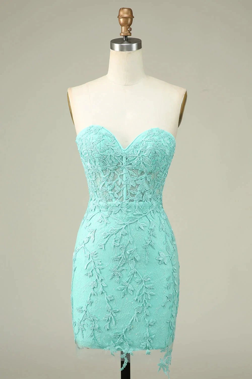 Bodycon Light Green Sweetheart Corset Short Homecoming Dress with Appliques by WEDTREND