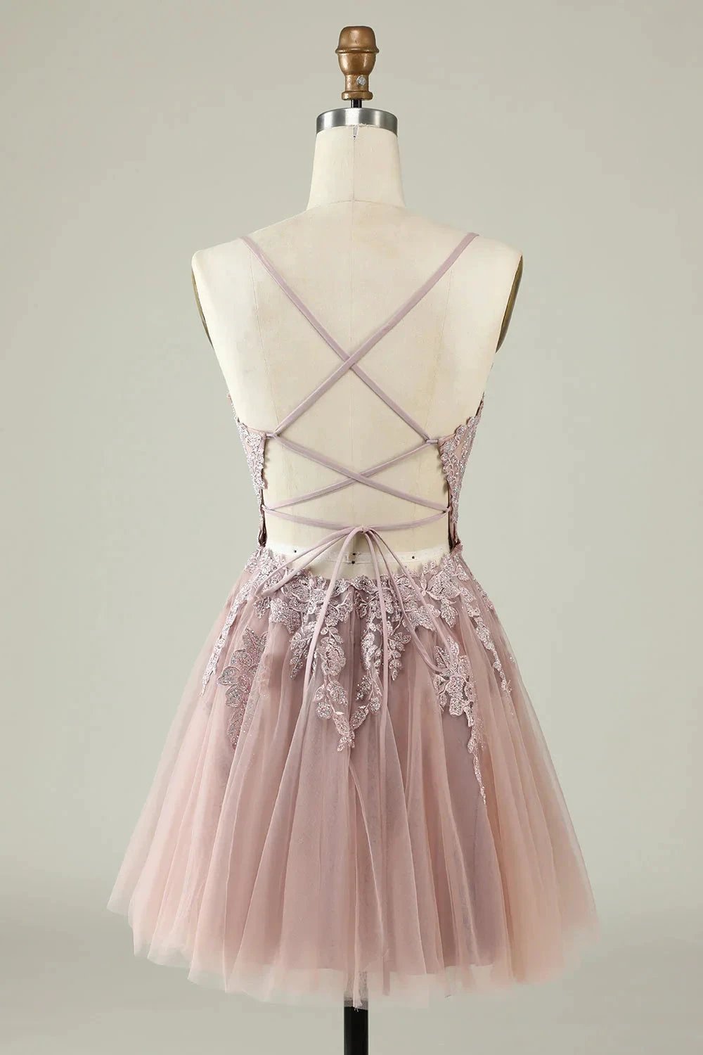 Blush A Line Spaghetti Straps Short Homecoming Dress with Appliques (ZD11545)