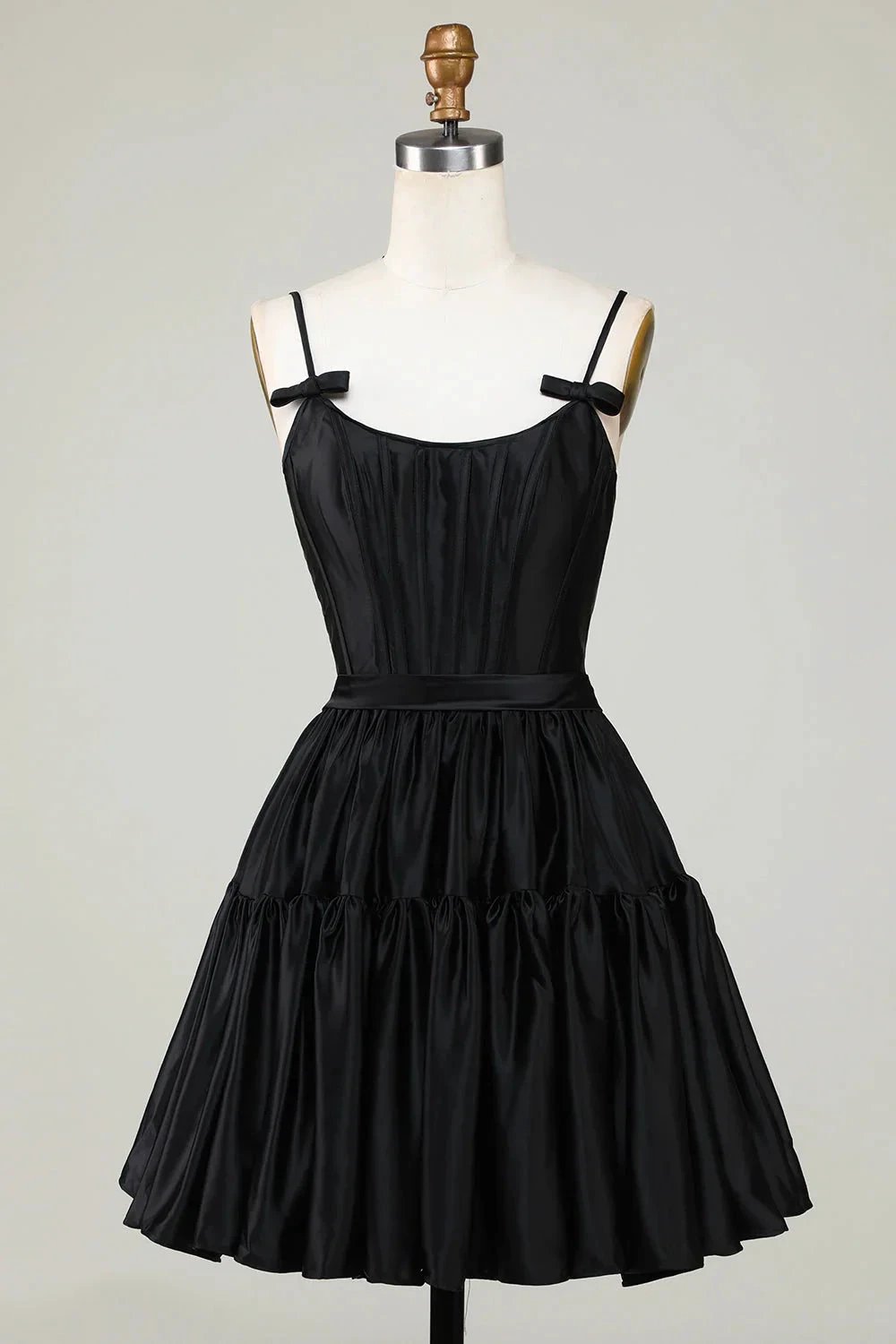 Cute Fuchsia A Line Spaghetti Straps Corset Ruffle Homecoming Dress with Bows by WEDTREND
