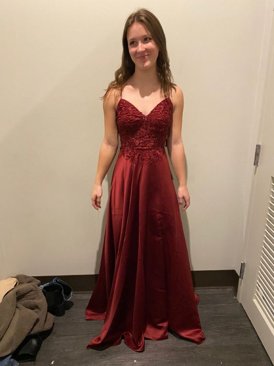Elegant Burgundy A-line Evening Dress Burgundy Graduation Dress Y6428 - VelvetHem