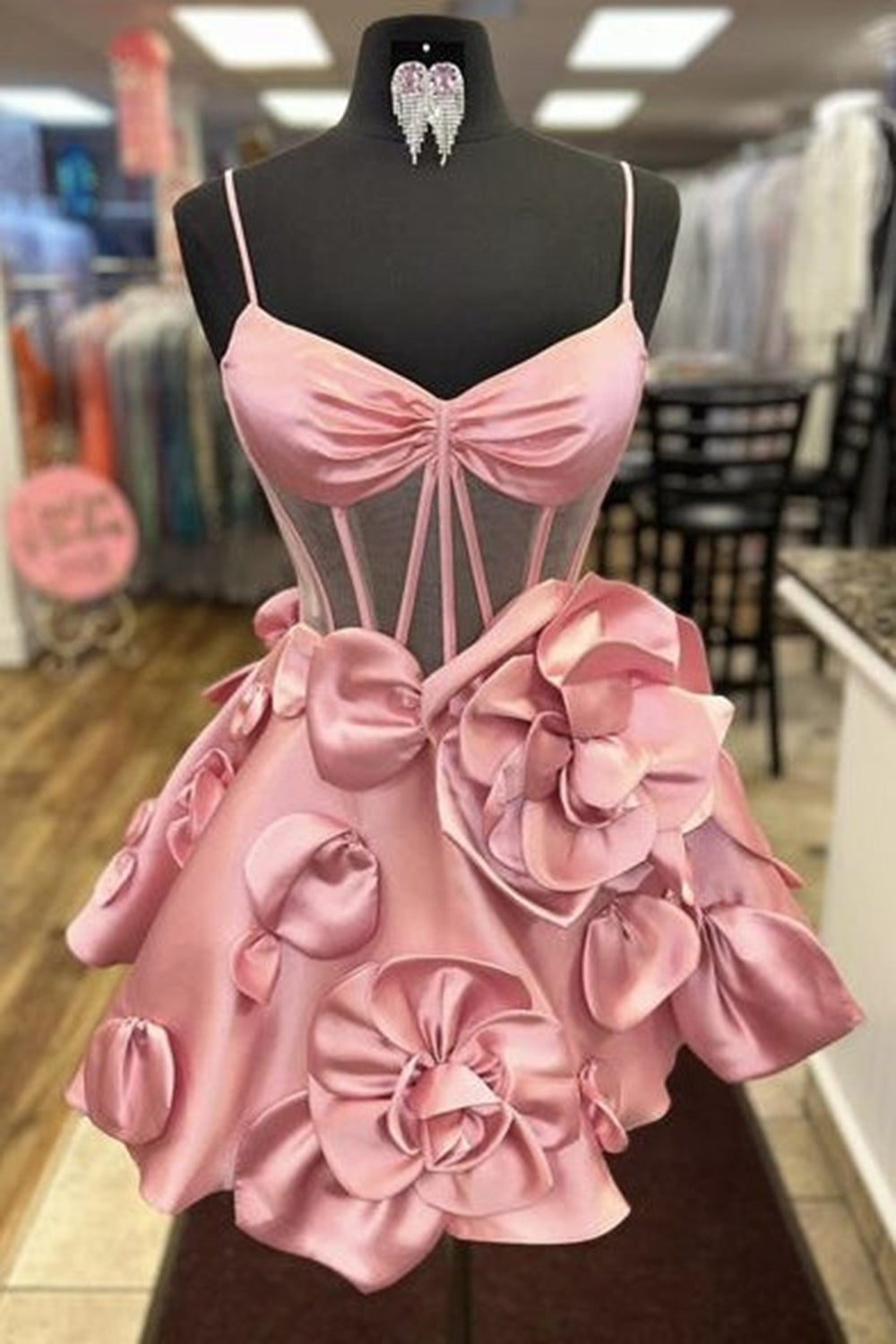 Yellow Homecoming Dresses Corset A Line Short Cocktail Dresses With 3D Flowers