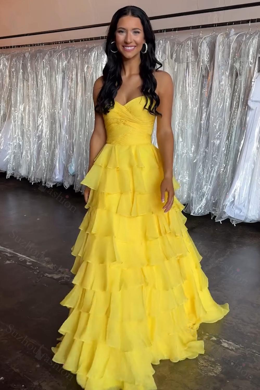 Orange Prom Dress A Line Sweetheart Long Formal Dress With Ruffles