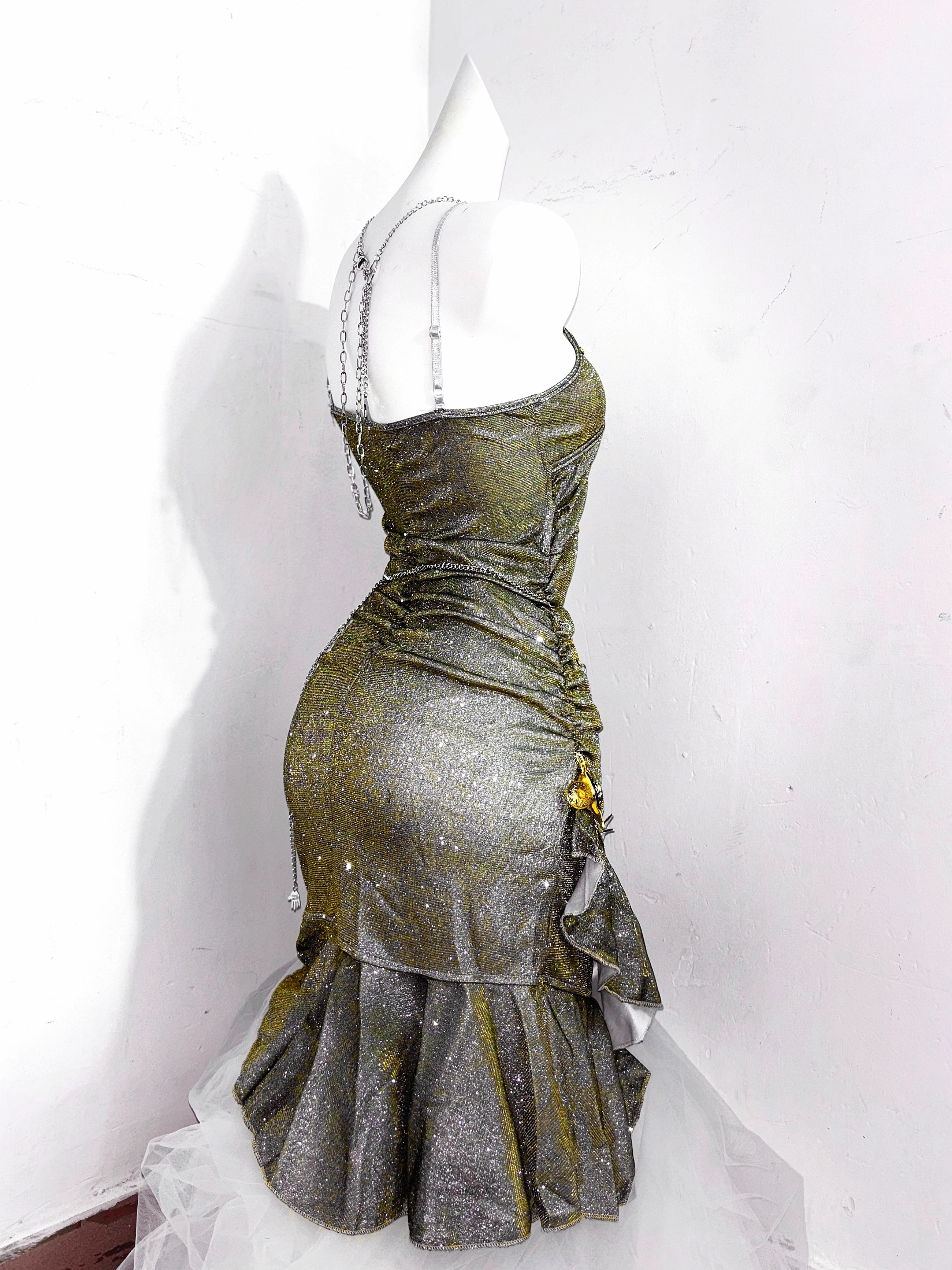 Unique spaghetti Straps Green Ruffles Mini Party Dress Homecoming Dress Cocktail Dress