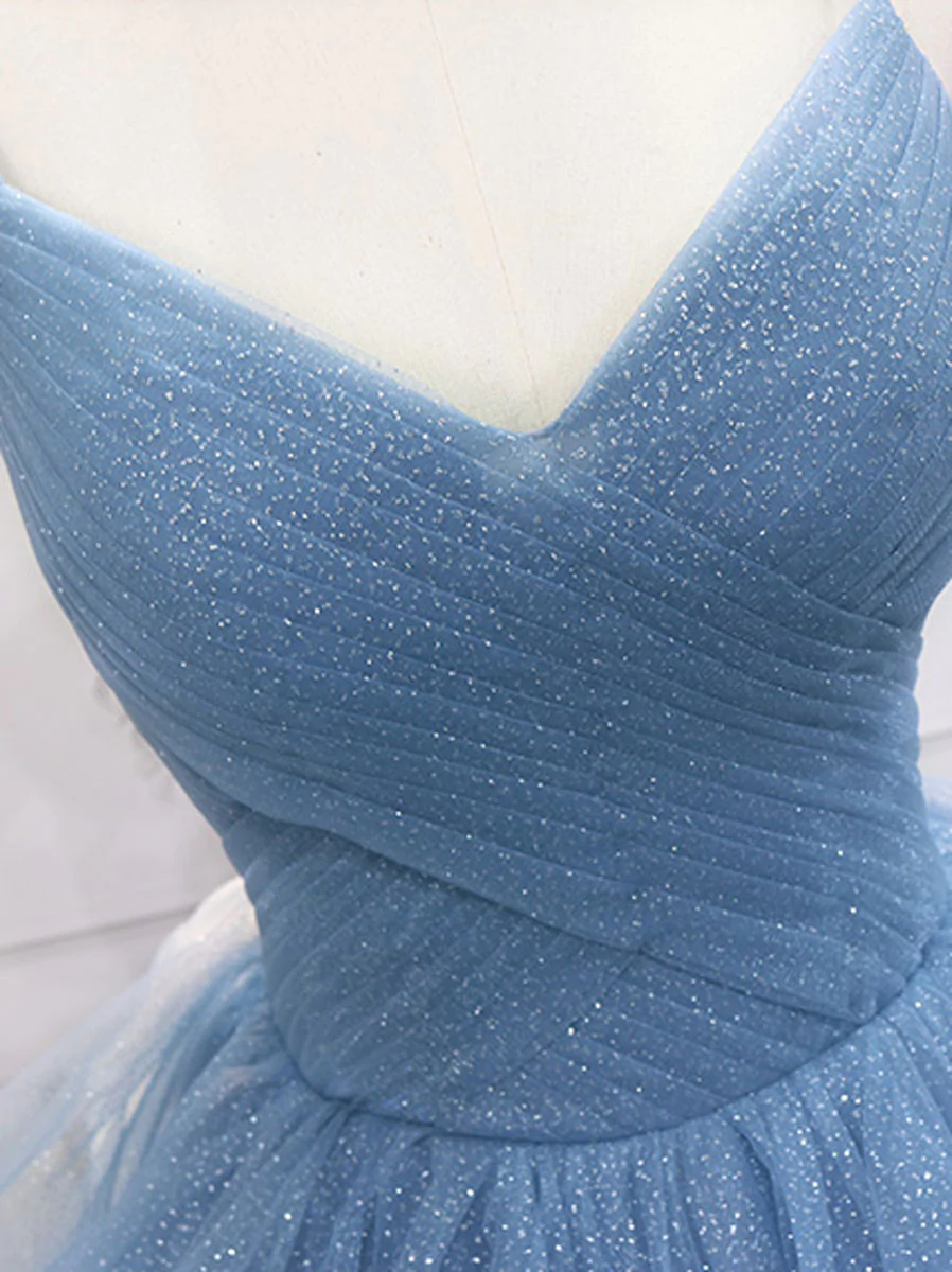A-line tulle long prom dress dress,tulle sweet 16 dress - View 4 | VelvetHem