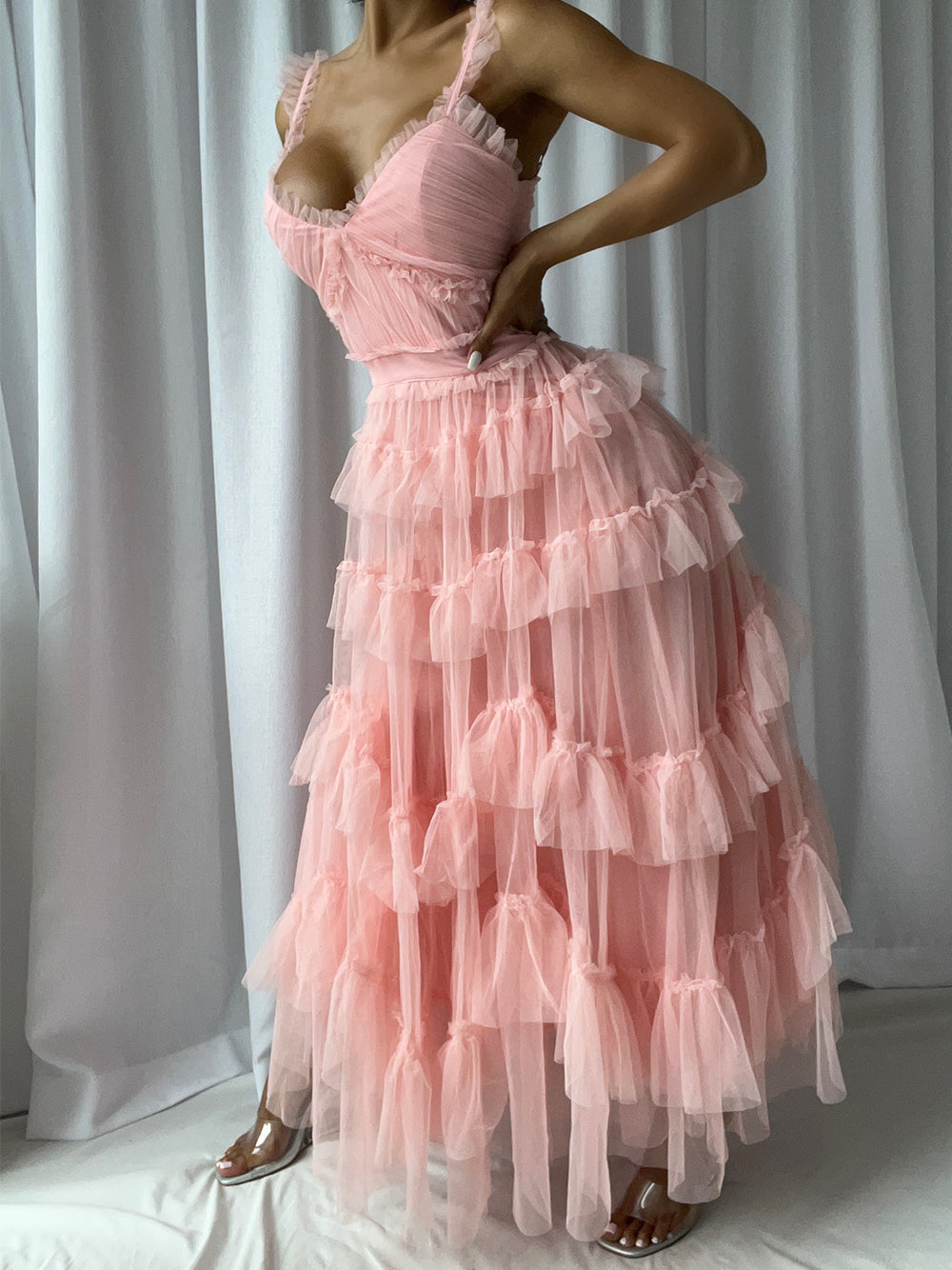 NILA Tulle Maxi Dress in Pink