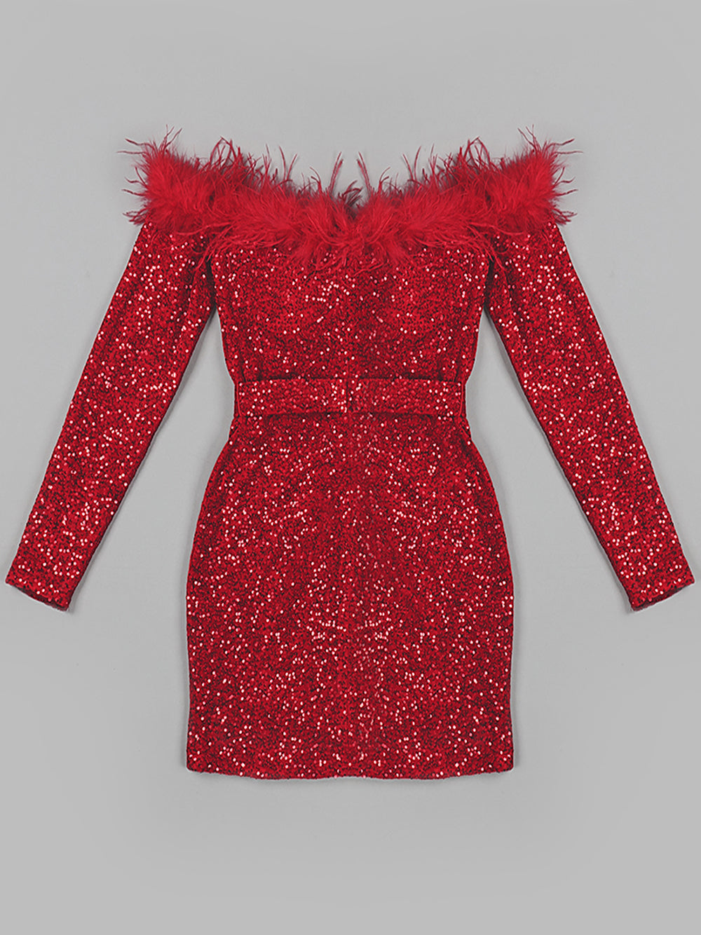 RETA Feathers & Sequins Mini Dress